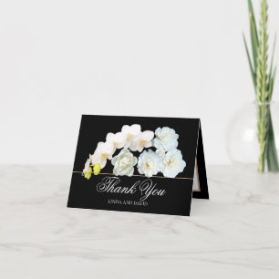 Stylish Chic White Roses Orchids Peony Thank You Card