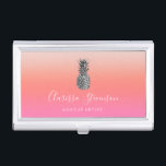Stylish chick colorful silver pineapple makeup business card case<br><div class="desc">Modern and colorful faux silver pineapple design.</div>