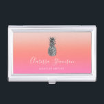 Stylish chick colorful silver pineapple makeup business card case<br><div class="desc">Modern and colorful faux silver pineapple design.</div>