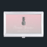 Stylish chick colorful silver pineapple makeup business card case<br><div class="desc">Modern and colorful faux silver pineapple design.</div>