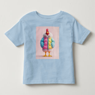 Stylish Chicken in Colorful Winter Puffer Jacket Toddler T-shirt