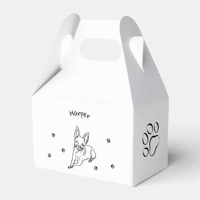 Stylish Chihuahua: Personalised Line Art Favor Boxes (Front Side)