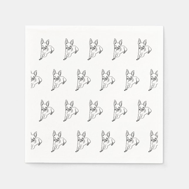 Stylish Chihuahua: Personalised Line Art Napkins (Front)