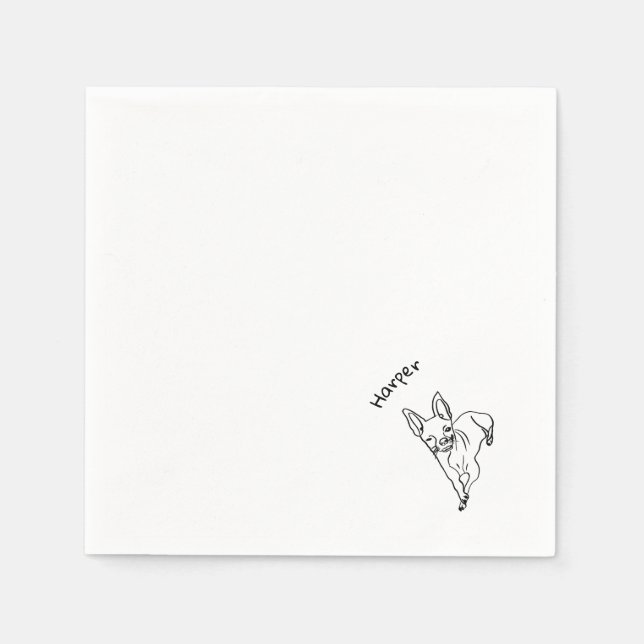 Stylish Chihuahua: Personalised Line Art Napkins (Front)