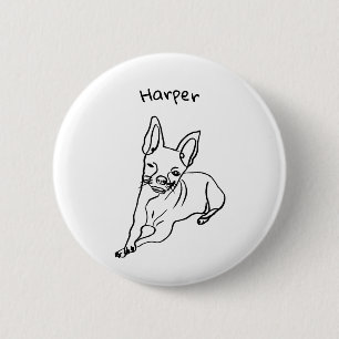 Stylish Chihuahua: Personalized Line Art Decor Button