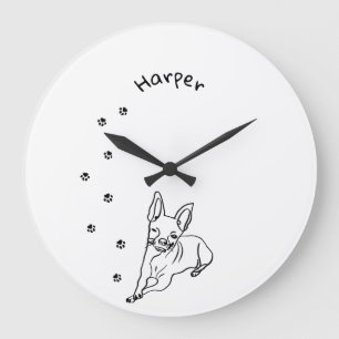 Stylish Chihuahua: Personalized Line Art Decor Large Clock