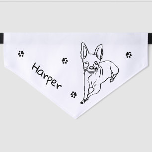 Stylish Chihuahua: Personalized Line Art Decor Pet Bandana Collar