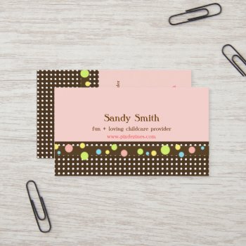 Stylish Childcare Colorful Polka Dots Business Card by Create_Business_Card at Zazzle