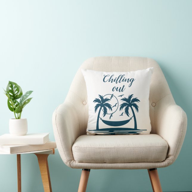 Stylish Chilling Out Palm Trees Hammock  Throw Pillow (Chair)