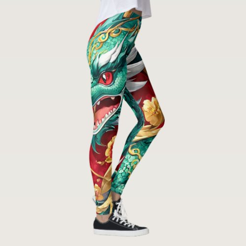 Stylish Chinese Dragon Modern New Year  Leggings