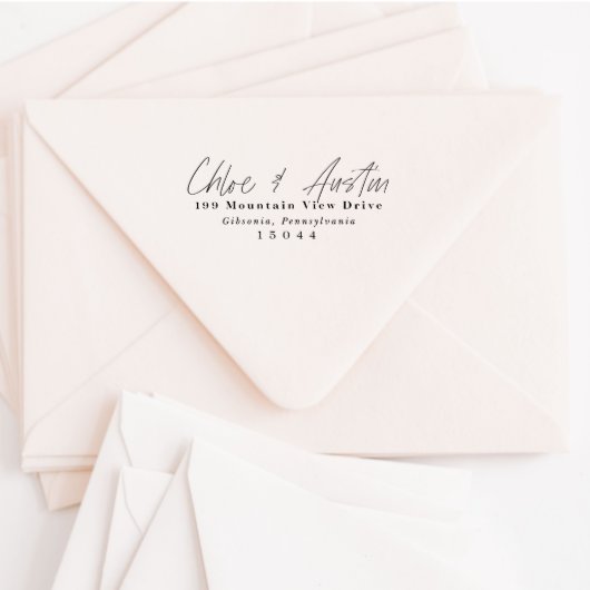Stylish Chloe & Austin Rubber Return Address Stamp (Front)