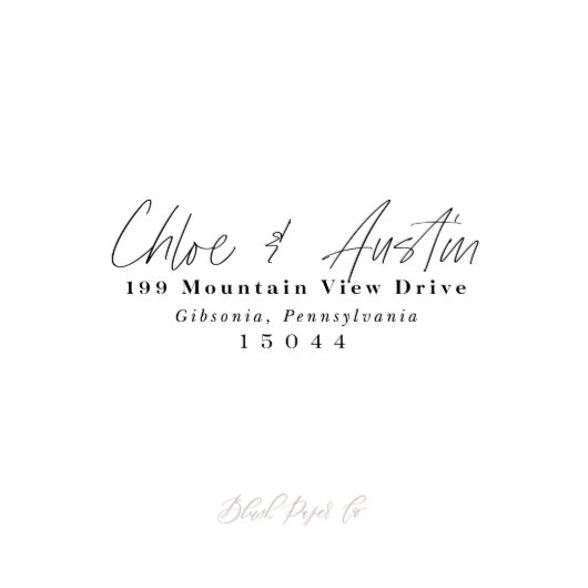 Stylish Chloe & Austin Rubber Return Address Stamp (Front)
