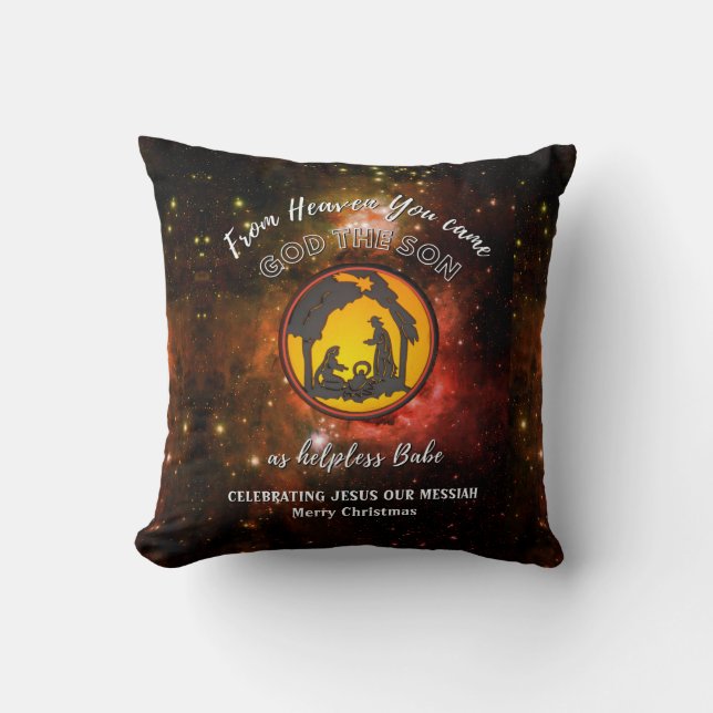 Stylish Christian Christmas Nativity Throw Pillow (Front)