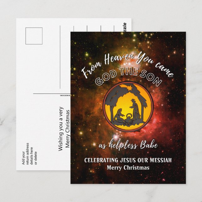 Stylish Christian Nativity Universe Christmas Postcard (Front/Back)
