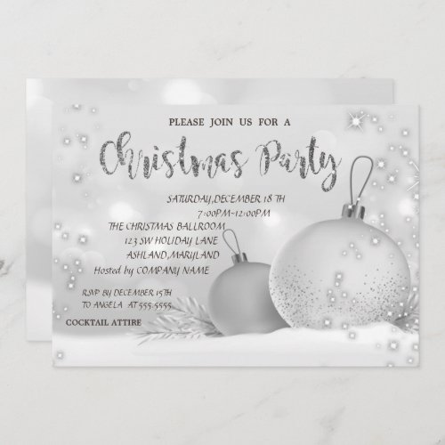 Stylish Christmas Balls Company Christmas Party  Invitation