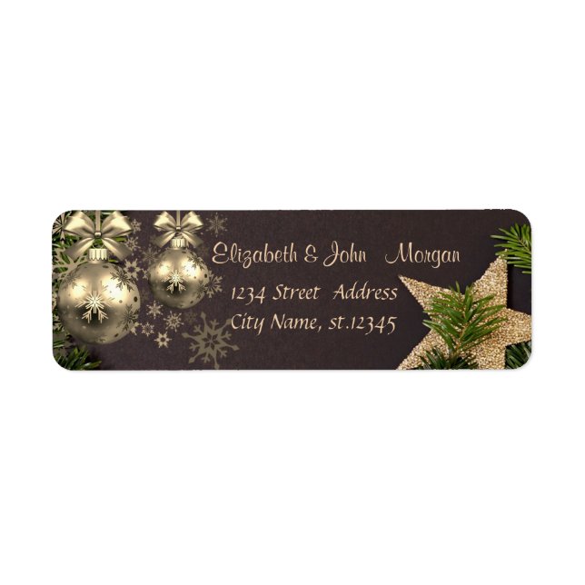Stylish ,Christmas Balls,Snowflakes,Gold Star Label (Front)