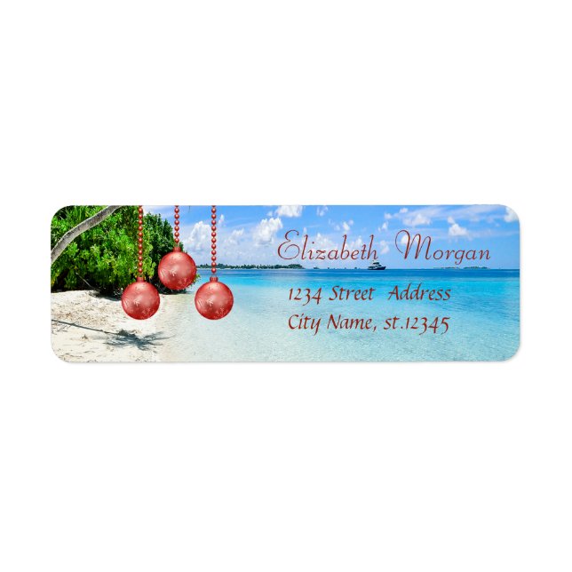 Stylish ,Christmas, Beach,Christmas Balls Label (Front)