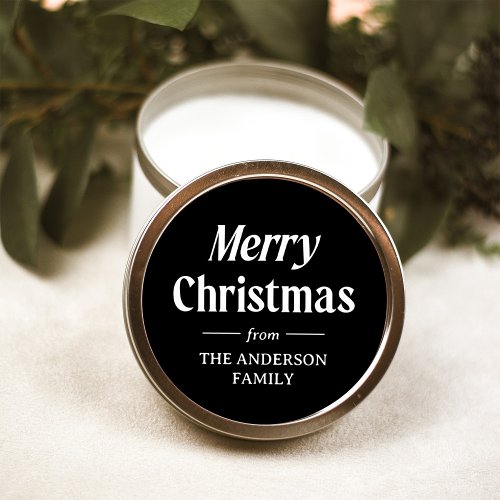 Stylish Christmas  Black Holiday Classic Round Sticker