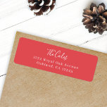 Stylish Christmas | Bright Red Return Address Label<br><div class="desc">A stylish modern holiday return address label with a handwritten script font for your family name in white with a bright red feature color in a 'scandi' scandinavian design style. The name and address can be easily customized for a personal touch. A classic traditional and minimalist design to stand out...</div>