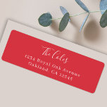 Stylish Christmas | Bright Red Return Address Label<br><div class="desc">A stylish modern holiday return address label with a handwritten script font for your family name in white with a bright red feature color in a 'scandi' scandinavian design style. The name and address can be easily customized for a personal touch. A classic traditional and minimalist design to stand out...</div>