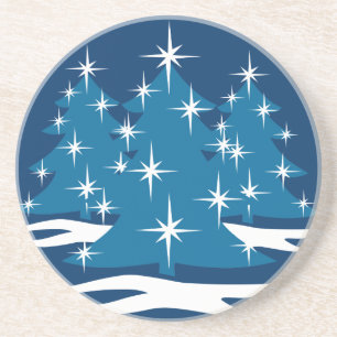 Stylish Christmas Coaster Blue Christmas Tree Gift