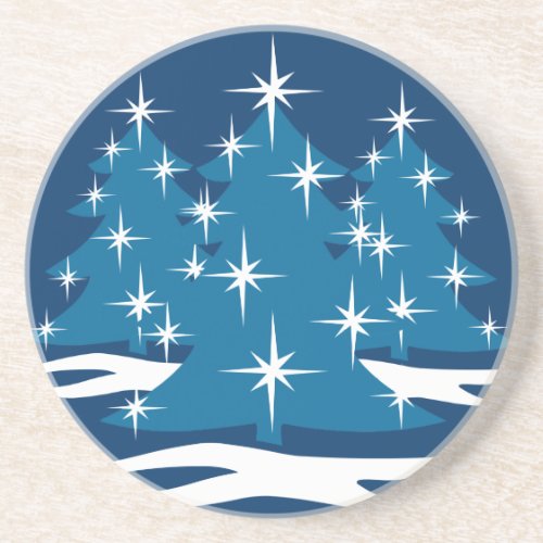 Stylish Christmas Coaster Blue Christmas Tree Gift