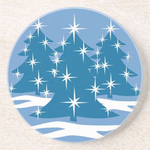 Stylish Christmas Coaster Blue Christmas Tree Gift