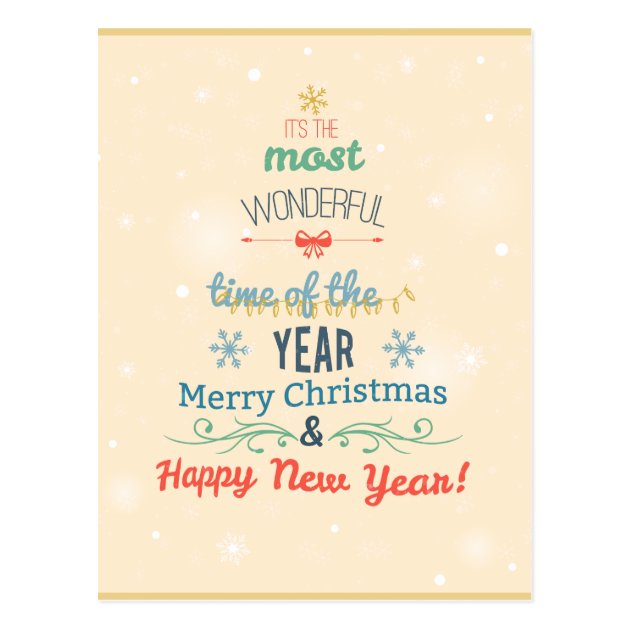 Stylish Christmas Holiday Greeting Typography Postcard
