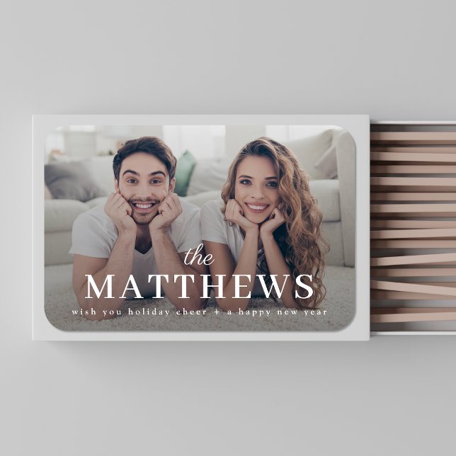 Stylish Christmas | Minimal Fun Couple Photo Favor Matchboxes (Creator Uploaded)