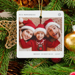 Stylish Christmas minimal fun photo family Ceramic Ornament