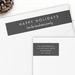 Stylish Christmas   Modern Minimal Return Address Wrap Around Label