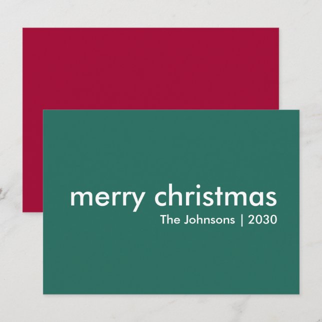 Stylish Christmas | Modern Simple Minimalist Green Holiday Card (Front/Back)