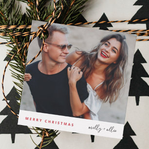 Stylish Christmas   Modern Trendy Couple Photo Favor Tags