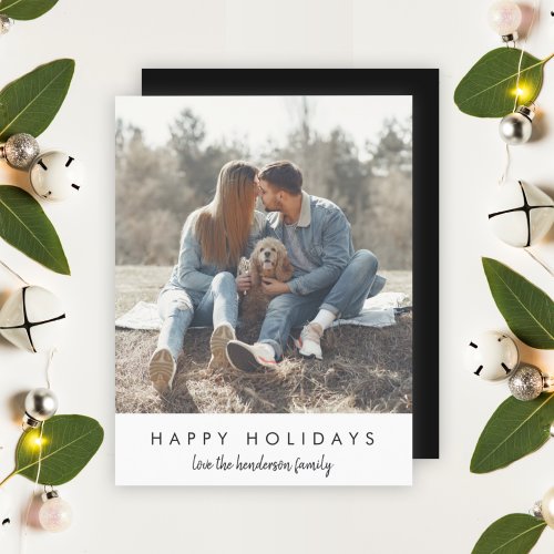 Stylish Christmas  Modern Trendy Minimal Photo Holiday Card
