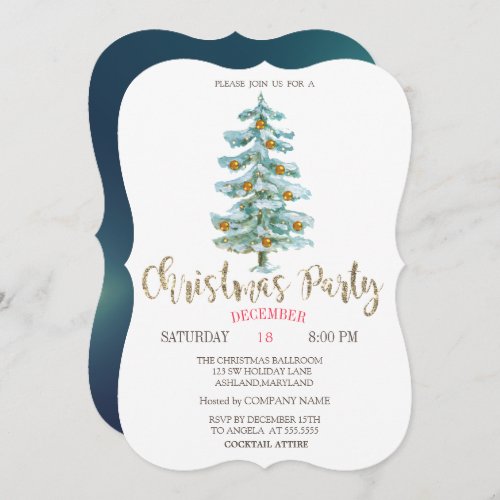 Stylish Christmas Pine Tree Christmas Company Part Invitation