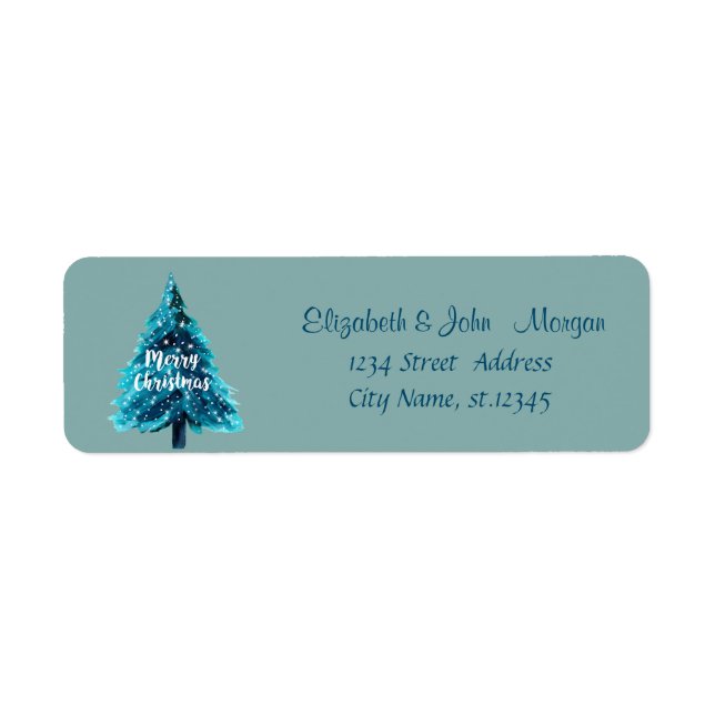 Stylish ,Christmas Pine Tree Merry Christmas Label (Front)