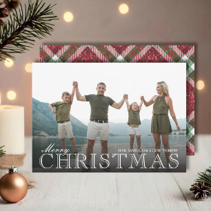 Stylish Christmas Plaid Photo Holiday Card