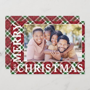 Stylish Christmas Plaid Photo Holiday Card