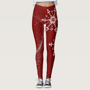 Stylish Christmas red leggings .