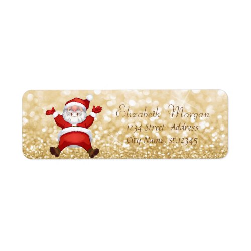 Stylish ChristmasSanta Claus Glittery Label