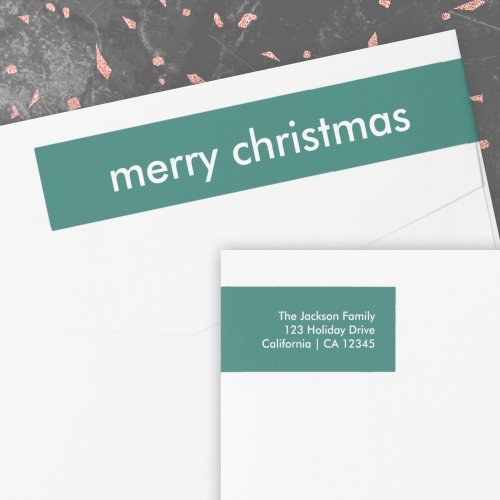 Stylish Christmas  Simple Green Return Address  Wrap Around Label