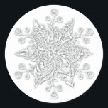 Stylish Christmas Snowflake Classic Round Sticker<br><div class="desc">This sticker will be the crowning touch on all of your Christmas and winter cards, correspondence, and gift packages. Choose your favorite sticker size and paper texture. Please take a moment to bookmark/follow Easten_Star_Christmas_Shop at Zazzle dot com. Get free shipping with Zazzle Black! Thank you for shopping, and have a...</div>