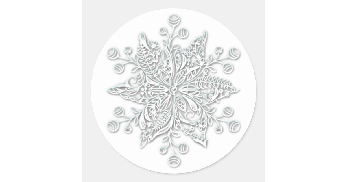 Stylish Christmas Snowflake Classic Round Sticker | Zazzle