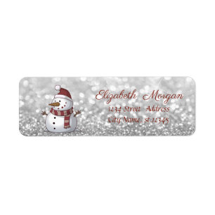 Stylish Christmas,Snowman ,Glittery Label