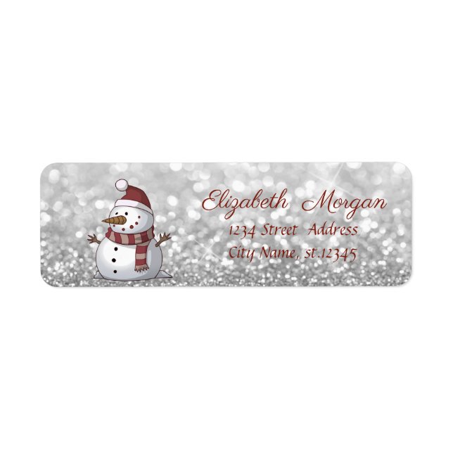 Stylish Christmas,Snowman ,Glittery Label (Front)