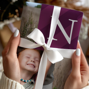 Stylish Christmas Stripes Photo Collage Holiday Wrapping Paper