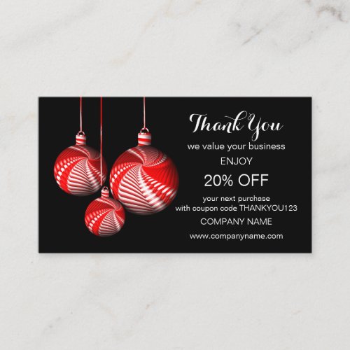 Stylish Christmas Thank You Business Card Template