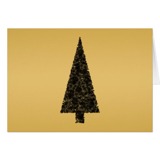 Stylish Christmas Tree. Black and Gold. Card