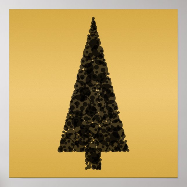 Stylish Christmas Tree. Black and Gold. Poster (Front)