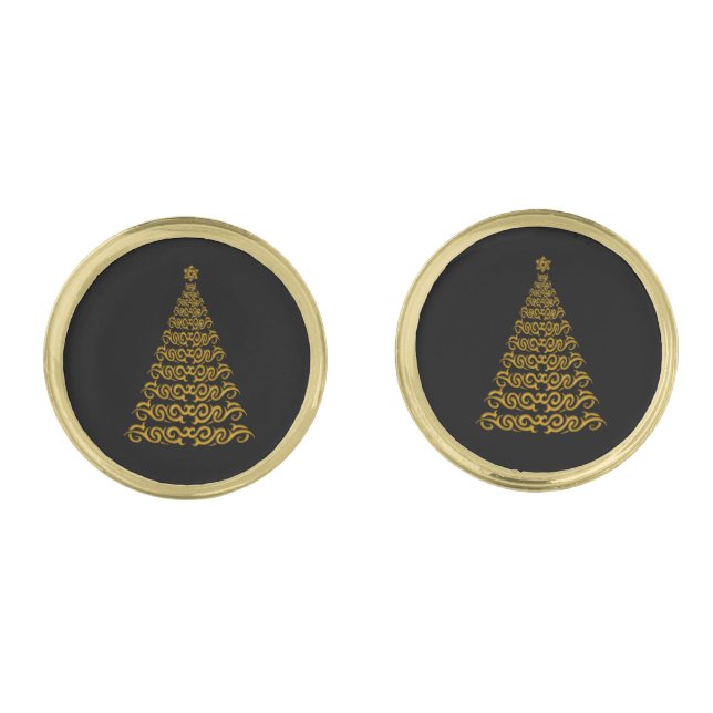 Stylish Christmas Tree Cufflinks (Front)